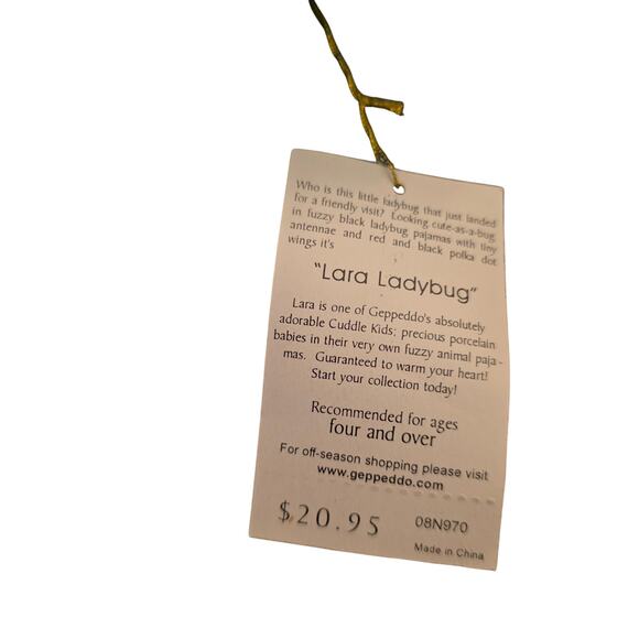 Geppeddo Cuddle Kids Lara Ladybug Baby Doll Porcelain Face Plush NWT - Picture 3 of 8